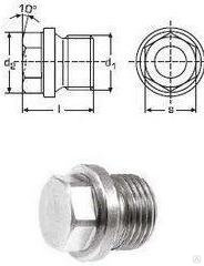 G 1/2" A пробка резьбовая с ш/г и фланцем, дюймовой резьбой, сталь DIN 910 