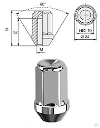 Колесная гайка чертеж