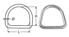 4*20мм кольцо D-образное сварное, нерж. сталь А2