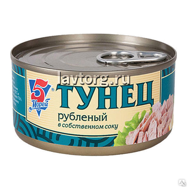 Тунец рубленный в собственном соку "5 Морей", 185 гр. купить оптом за ...