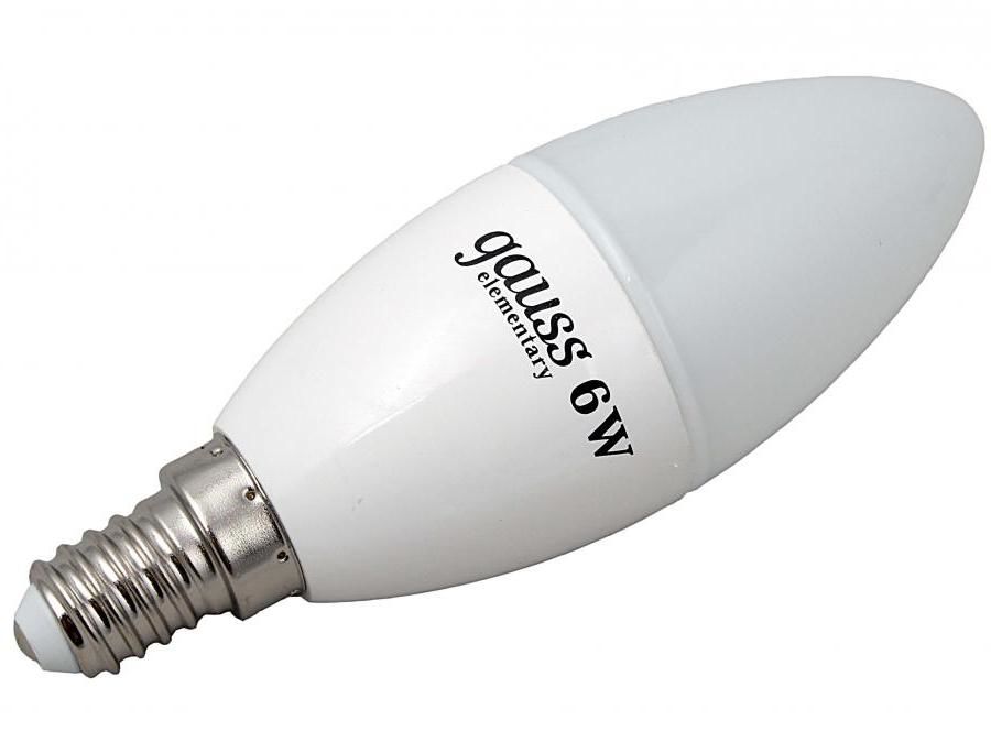Лампа светодиодная LED 6вт 230в, свеча Е14 белая Gauss