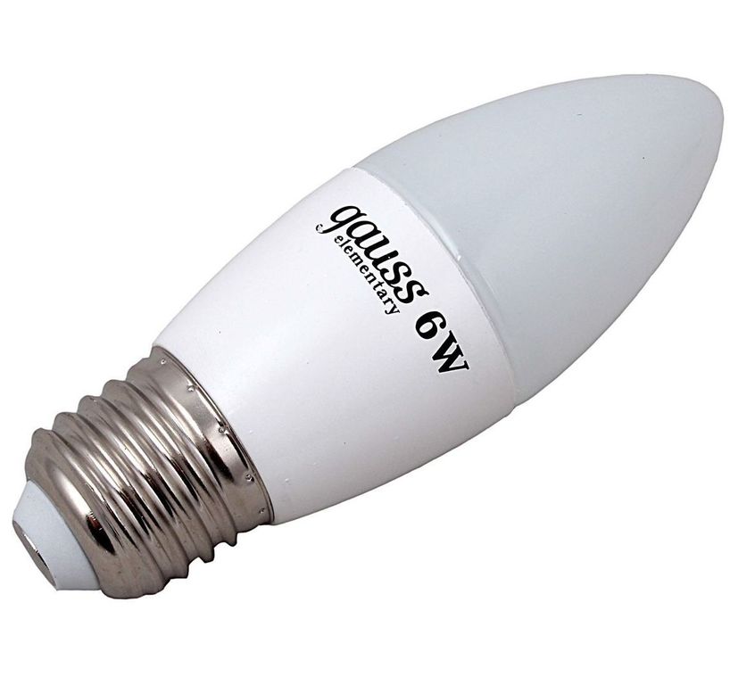 Лампа светодиодная LED 6вт 230в, свеча Е27 белая Gauss