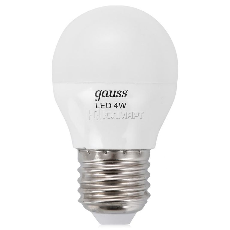 Лампа светодиодная LED 6вт 230в, шар Е27 теплая Gauss