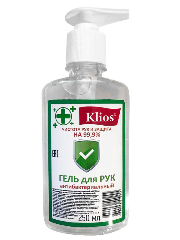Гель для рук антибактериальный "KLIOS" с витамином Е, объем - 1л