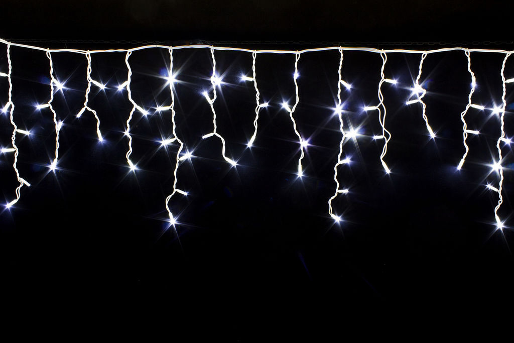 Гирлянда "Бахрома" 3x0.6 м, 100 LED, провод белый каучук, мерцает, IP65, разноцветная