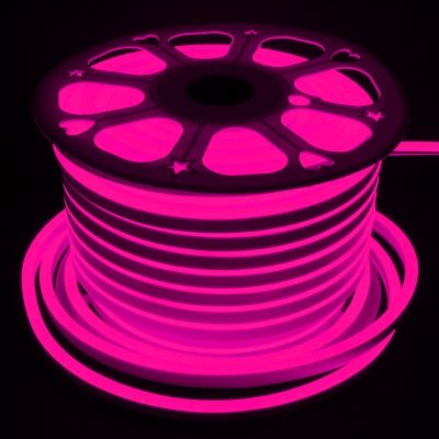 Неон круглый 50 м d=14,5 мм розовый