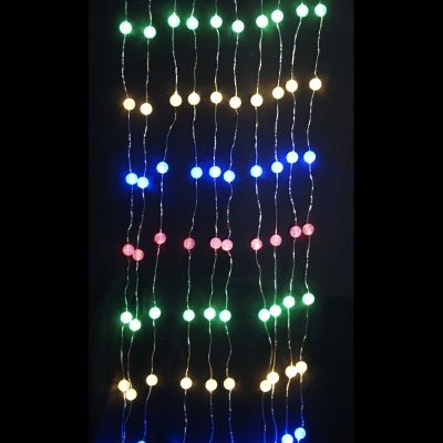 Гирлянда "Занавес (дождь)" роса в шариках 200 LED, 2х2 м, разноцветная