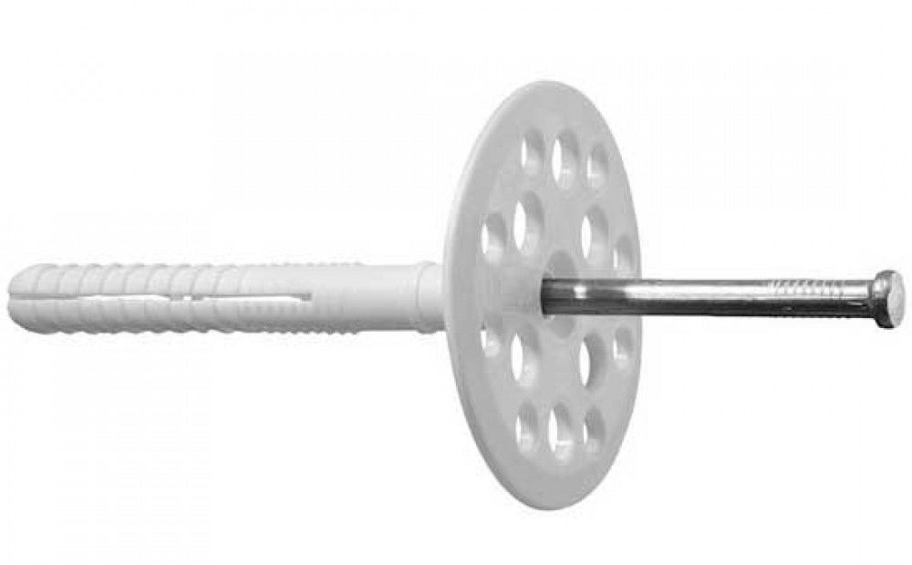 Дюбель для крепления пенополистирола 10х180 мм уп с металлическим стержнем