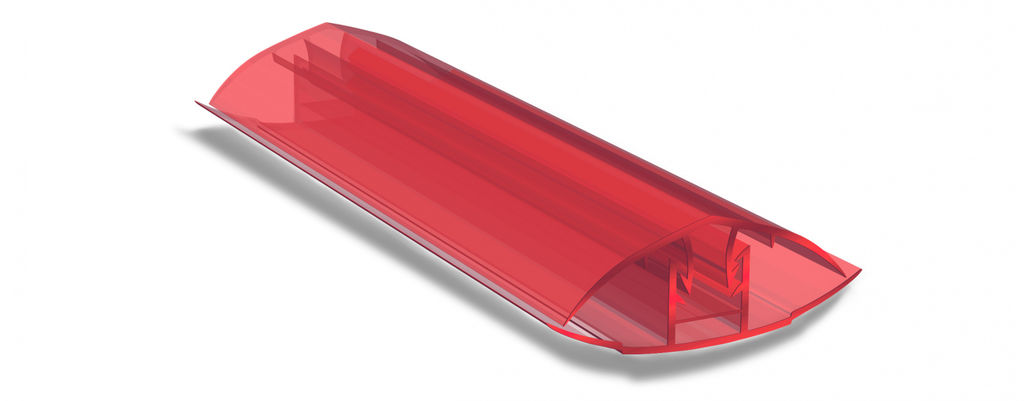 Соединительный профиль из поликарбоната HCP Крышка + База Красный 6000*16 мм KINPLAST