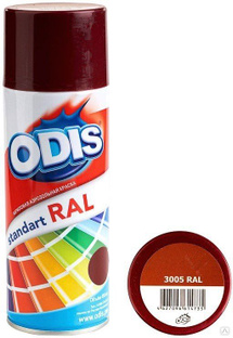 Краска аэрозольная акриловая ODIS standart RAL 3005 винно-красный 450мл 