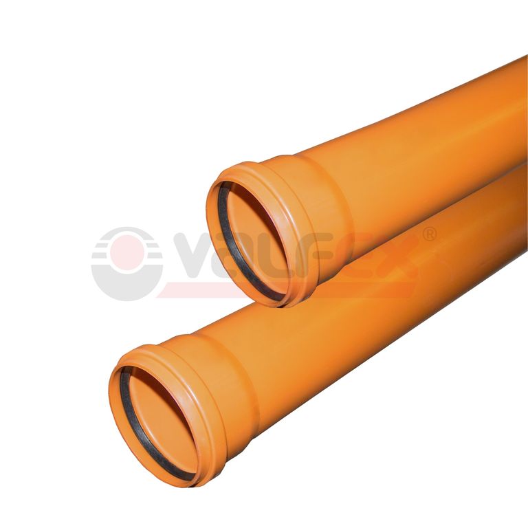 Труба ф110 с раструбом L=1,0 м рыжая для наружной канализации, толщина стенки 3,4 (30) VALFEX