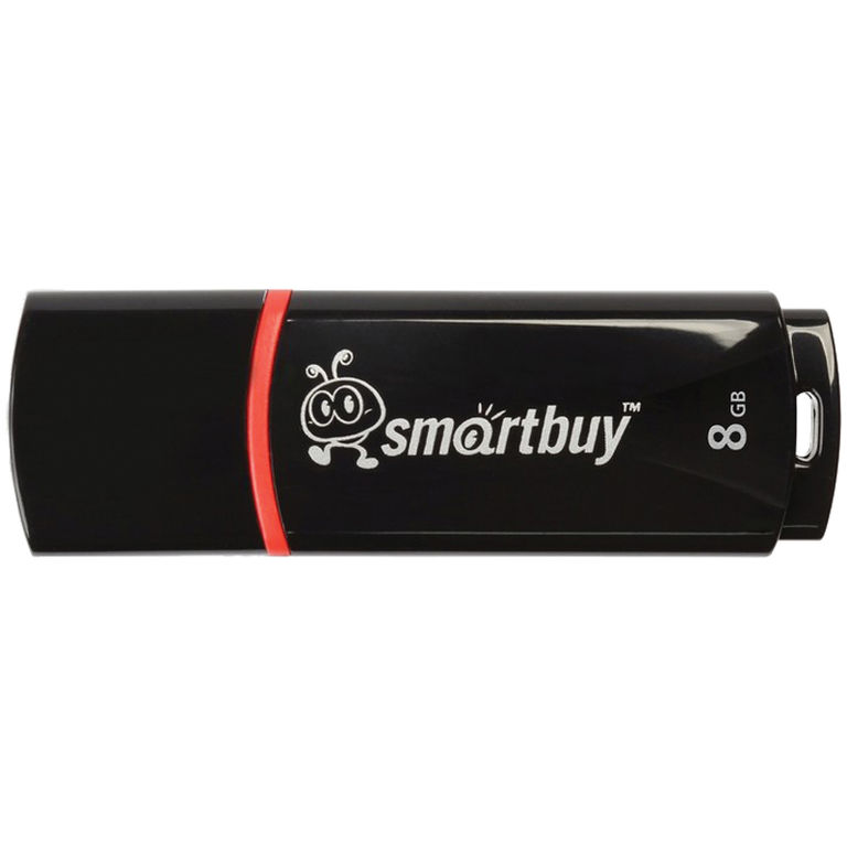Флэш-диск 8GB USB Smartbuy Crown черная / белая