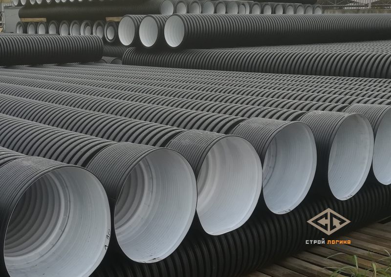 Труба ПЭ SN4 DN/OD 250/216 x 6000 мм, гофрированная двухслойная с ...