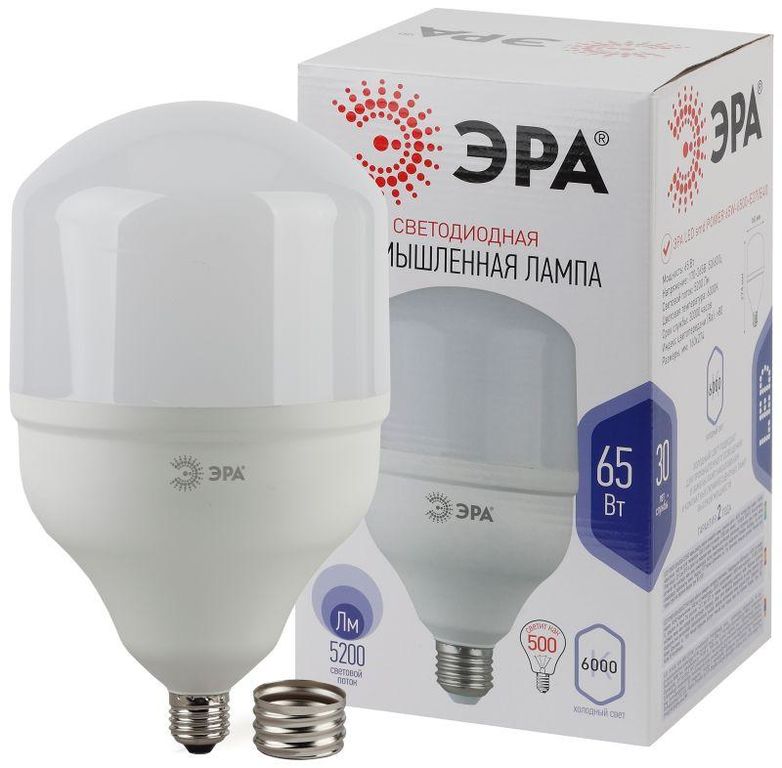 Лампа светодиодная высокомощная STD LED POWER T160-65W-6500-E27/E40 65Вт T160 колокол 6500К E27/E40 5200лм Эра Б0027924