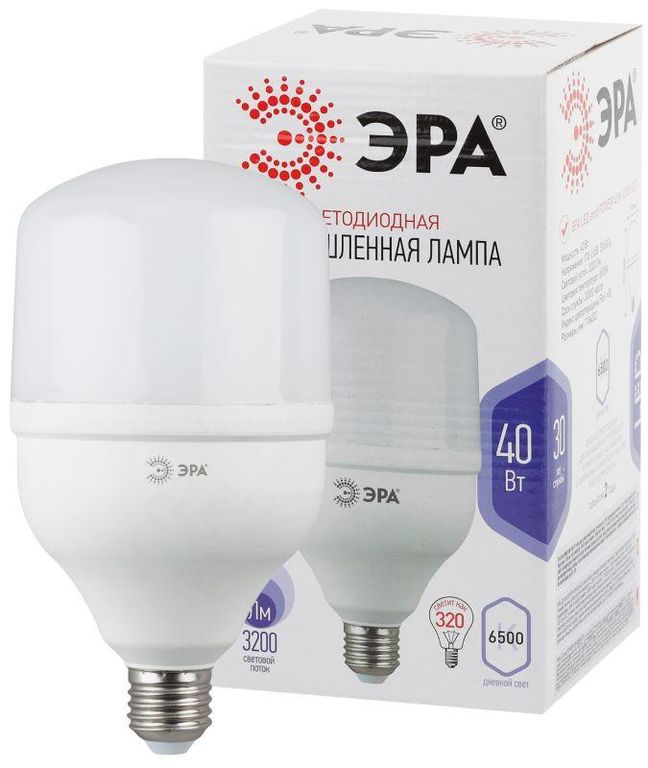 Лампа светодиодная высокомощная STD LED POWER T120-40W-6500-E27 40Вт T120 колокол 6500К холод. бел. E27 3200лм Эра Б0027