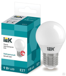 Лампа светодиодная Eco G45 9 Вт шар 4000К нейтр. бел. E27 230В IEK LLE-G45-9-230-40-E27 