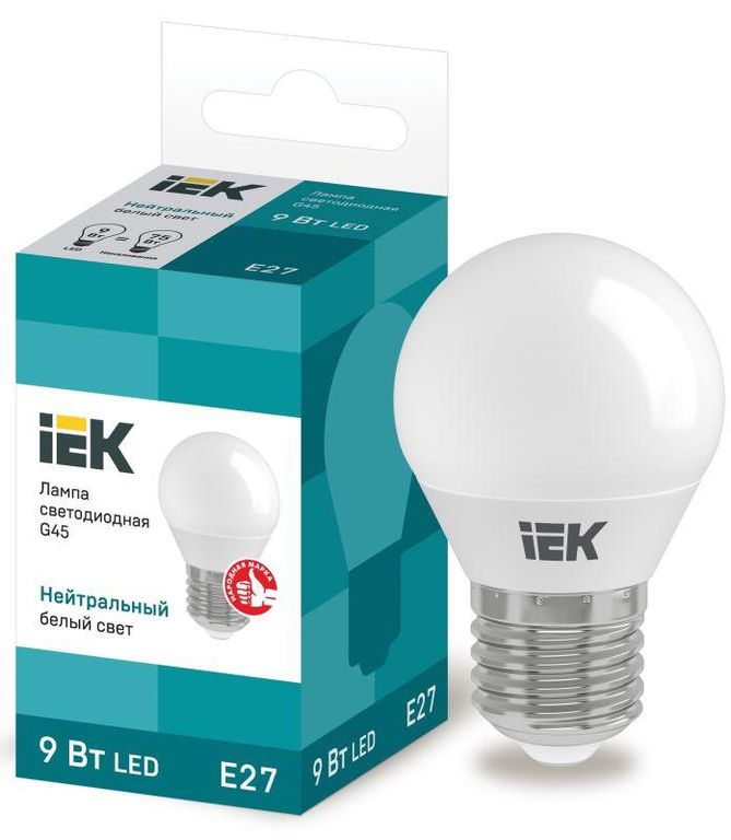 Лампа светодиодная Eco G45 9 Вт шар 4000К нейтральный цвет белый E27 230 В IEK LLE-G45-9-230-40-E27