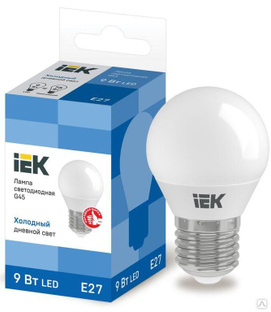 Лампа светодиодная ECO G45 9 Вт шар 6500К E27 230 В IEK LLE-G45-9-230-65-E27 