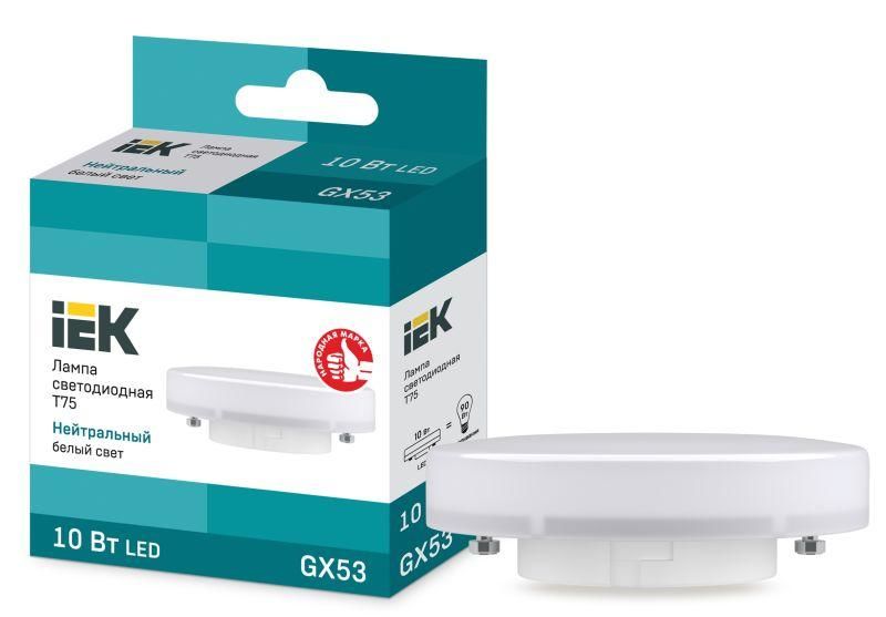 Лампа светодиодная Eco 10 Вт T75 таблетка 4000К нейтральный цвет белый GX53 230 В IEK LLE-T80-10-230-40-GX53