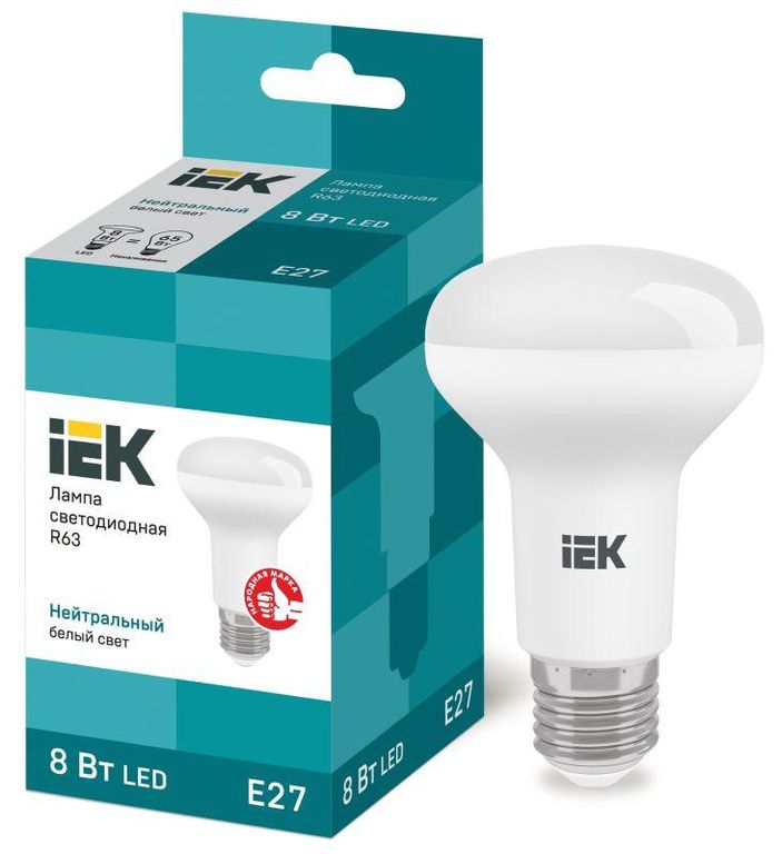 Лампа светодиодная Eco 8 Вт R63 4000К нейтральный цвет белый E27 720 лм 230-240В IEK LLE-R63-8-230-40-E27