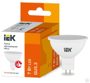 Лампа светодиодная ECO MR16 7 Вт 3000К тепл. бел. GU5.3 630 лм 230-240В IEK LLE-MR16-7-230-30-GU5 