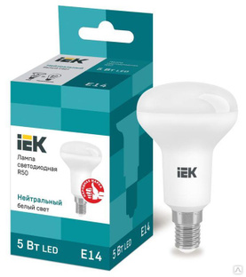 Лампа светодиодная Eco 5 Вт R50 4000К нейтральный цвет белый E14 450 лм 230-240В IEK LLE-R50-5-230-40-E14 
