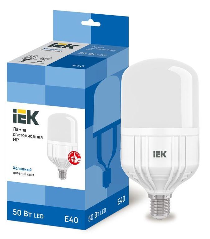 Лампа светодиодная HP 50 Вт 230 В 6500К E40 IEK LLE-HP-50-230-65-E40