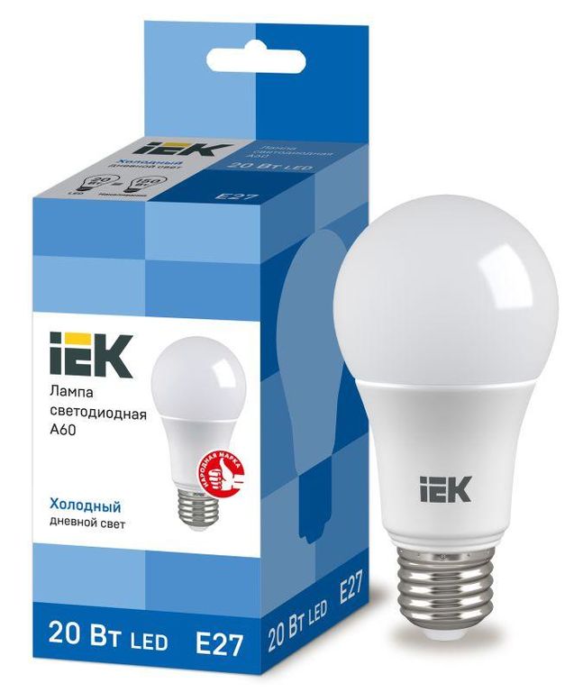 Лампа светодиодная ECO A60 20 Вт грушевидная 230В 6500К E27 IEK LLE-A60-20-230-65-E27