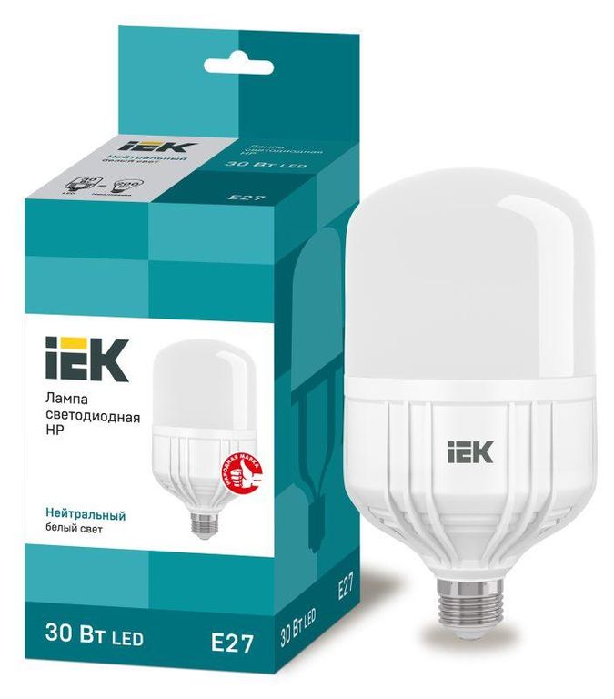 Лампа светодиодная HP 30 Вт 4000К нейтральный цвет белый E27 230 В IEK LLE-HP-30-230-40-E27
