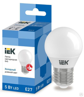 Лампа светодиодная ECO G45 5 Вт шар 6500К E27 230 В IEK LLE-G45-5-230-65-E27 