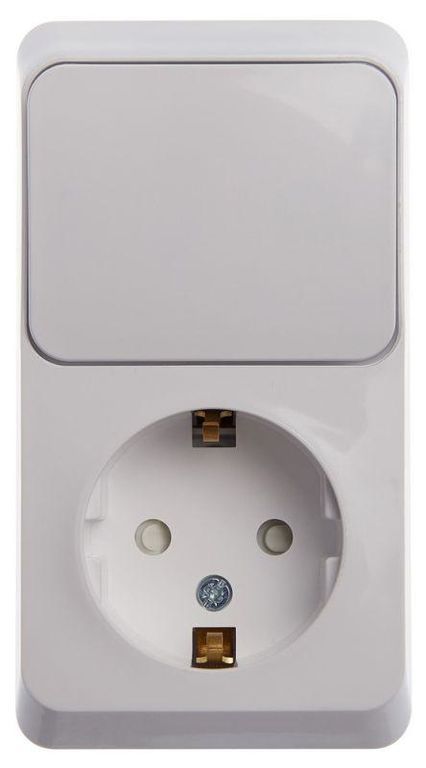 Блок ОП Этюд (1-местная розетка с заземлением защитные шторки + 1-клавишный выключатель) цвет белый SE BPA16-201B System