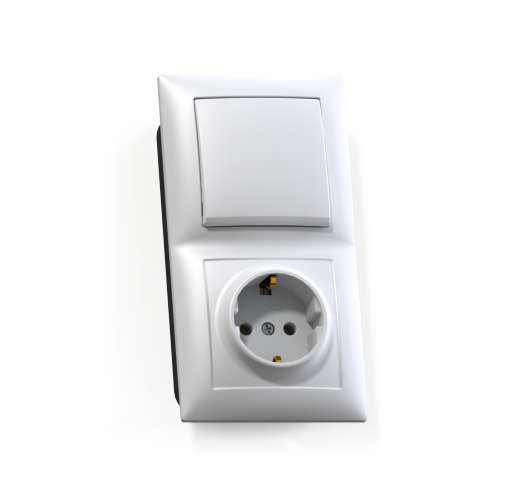Блок СП БКВР-411 Селена (1-клавишный выключатель + розетка с заземлением) цвет белый Кунцево 8207 Кунцево-Электро
