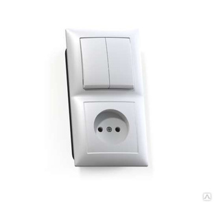 Блок СП БКВР-409 Селена (2-клавишный выключатель + розетка) цвет белый Кунцево 8201 Кунцево-Электро 