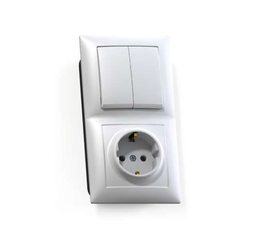 Блок СП БКВР-412 Селена (2-клавишный выключатель + розетка с заземлением) цвет белый Кунцево 8208 Кунцево-Электро