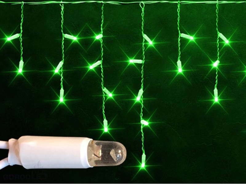 Светодиодная бахрома 3х0.5м, 220В, постоянное свечение, IP65, герметичный колпачок, зелёная