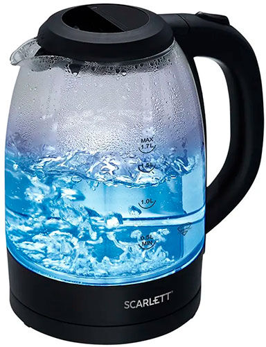 Чайник электрический Scarlett SC-EK27G11, 2200 Вт, 1.7 л, черный SC-EK27G11 2200 Вт 1.7 л черный