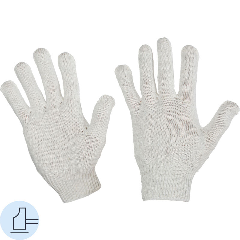 Перчатки рабочие защитные эконом трикотажные белые (4 нити, 10 класс, универсальный размер, 300 пар в упаковке) NoName