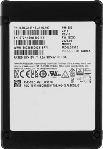 Серверный накопитель SSD Samsung 2.5 PM1653 15360 Гб SAS TLC (MZILG15THBLA-00A07)