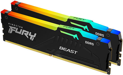 Оперативная память Kingston DDR5 16GB (2x8GB) 5600MHz FURY Beast RGB Black (KF556C36BBEAK2-16)