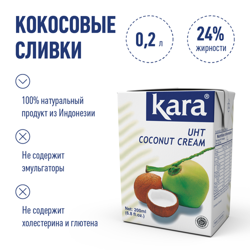 Органические кокосовые сливки Кara Organic, ж.24%, 200 мл.