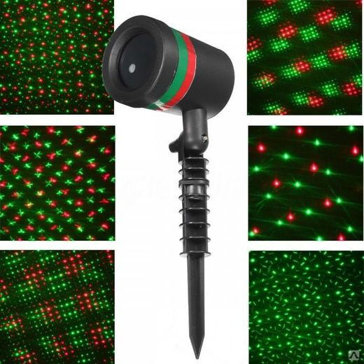 Лазерный проектор Star Shower Laser Light Projector звездный красный-зеленый луч точки, уличный