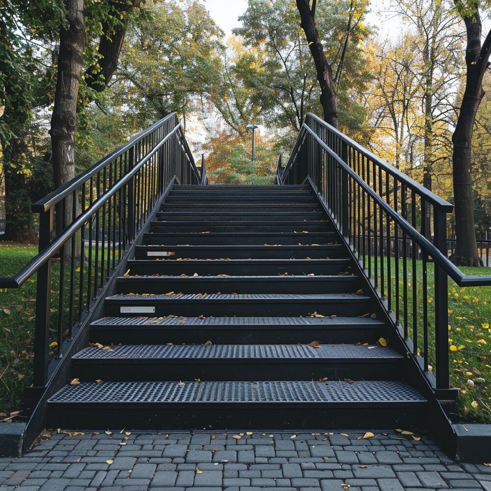 Производство уличной каскадной лестницы из металла для парков и придомовых территорий