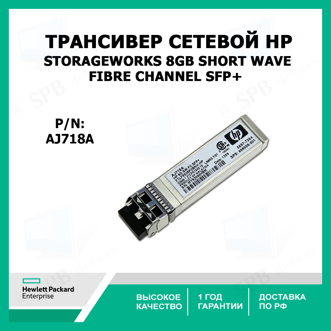 HP Трансивер оптический HP StorageWorks 8Gb Short Wave Fibre Channel SFP+ 1 Pack (AJ718A)