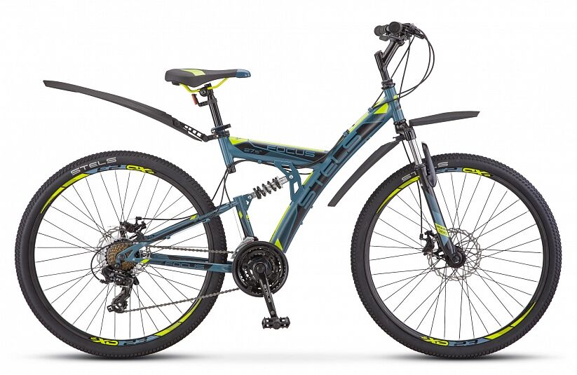 Велосипед двухподвесной STELS Focus MD 27.5 21-sp V010, 19" синий
