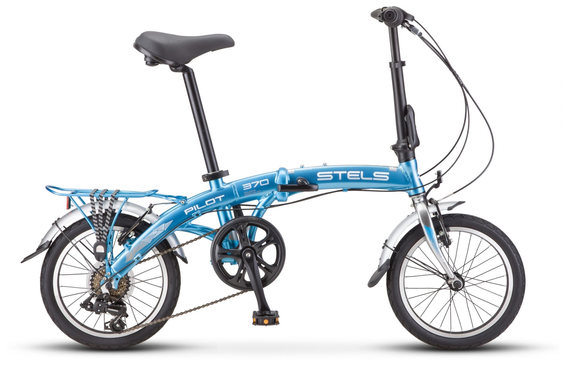 Велосипед складной STELS Pilot 370 16 V010, 10" голубой/хром