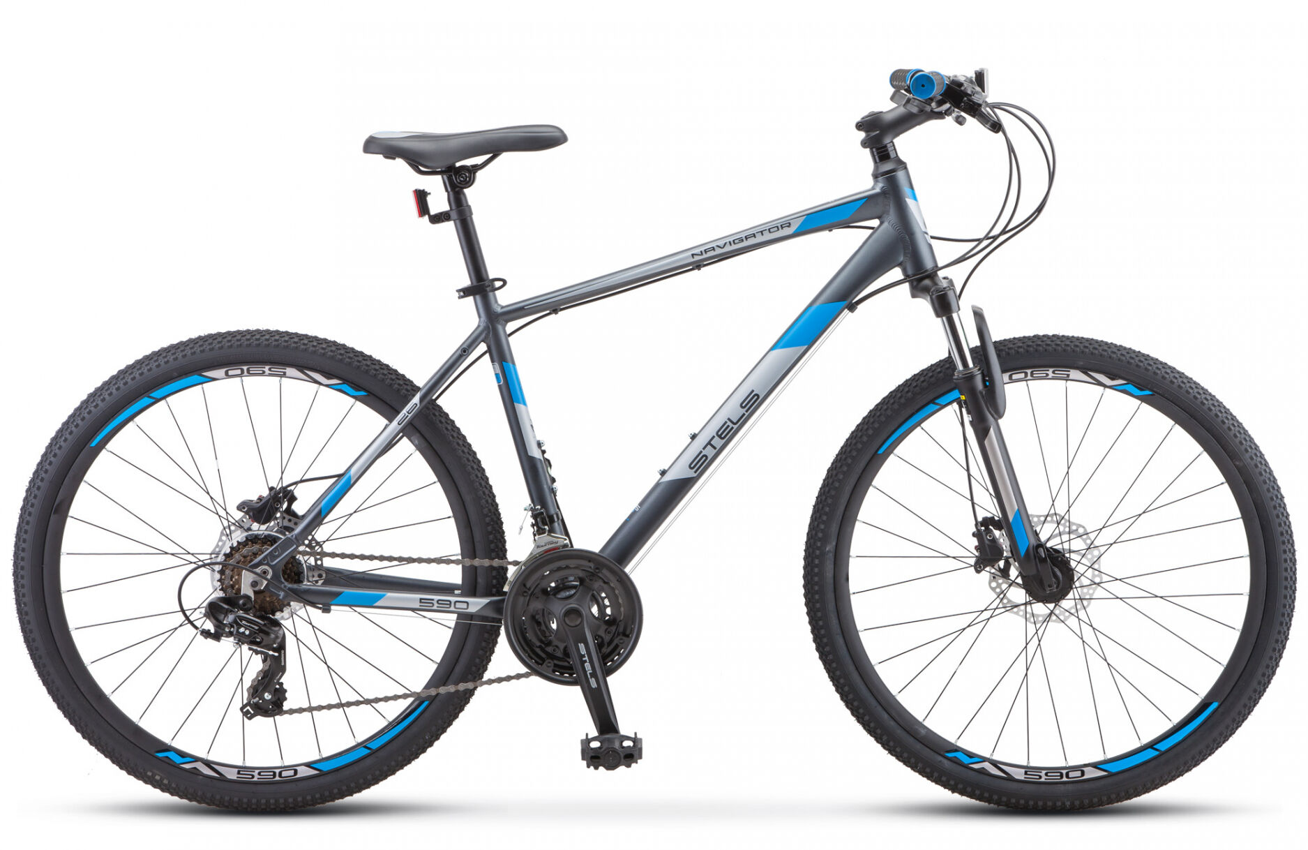 Велосипед горный STELS Navigator 590 D 26" K010, 20" серый/синий
