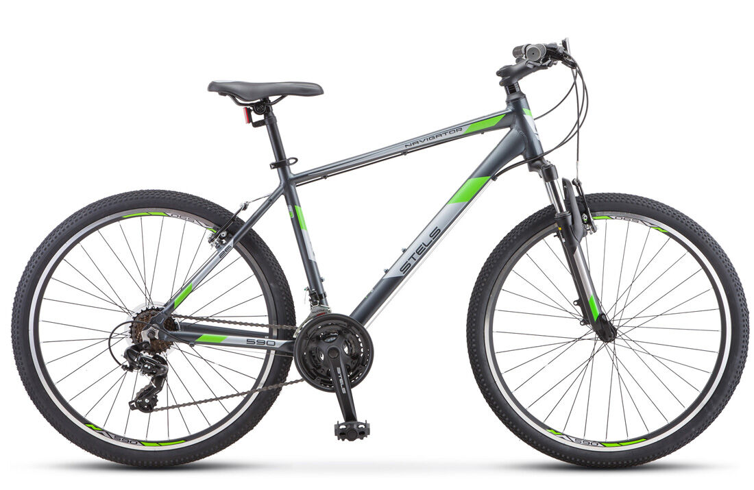 Велосипед горный STELS Navigator 590 V 26" K010, 18" серый/зеленый