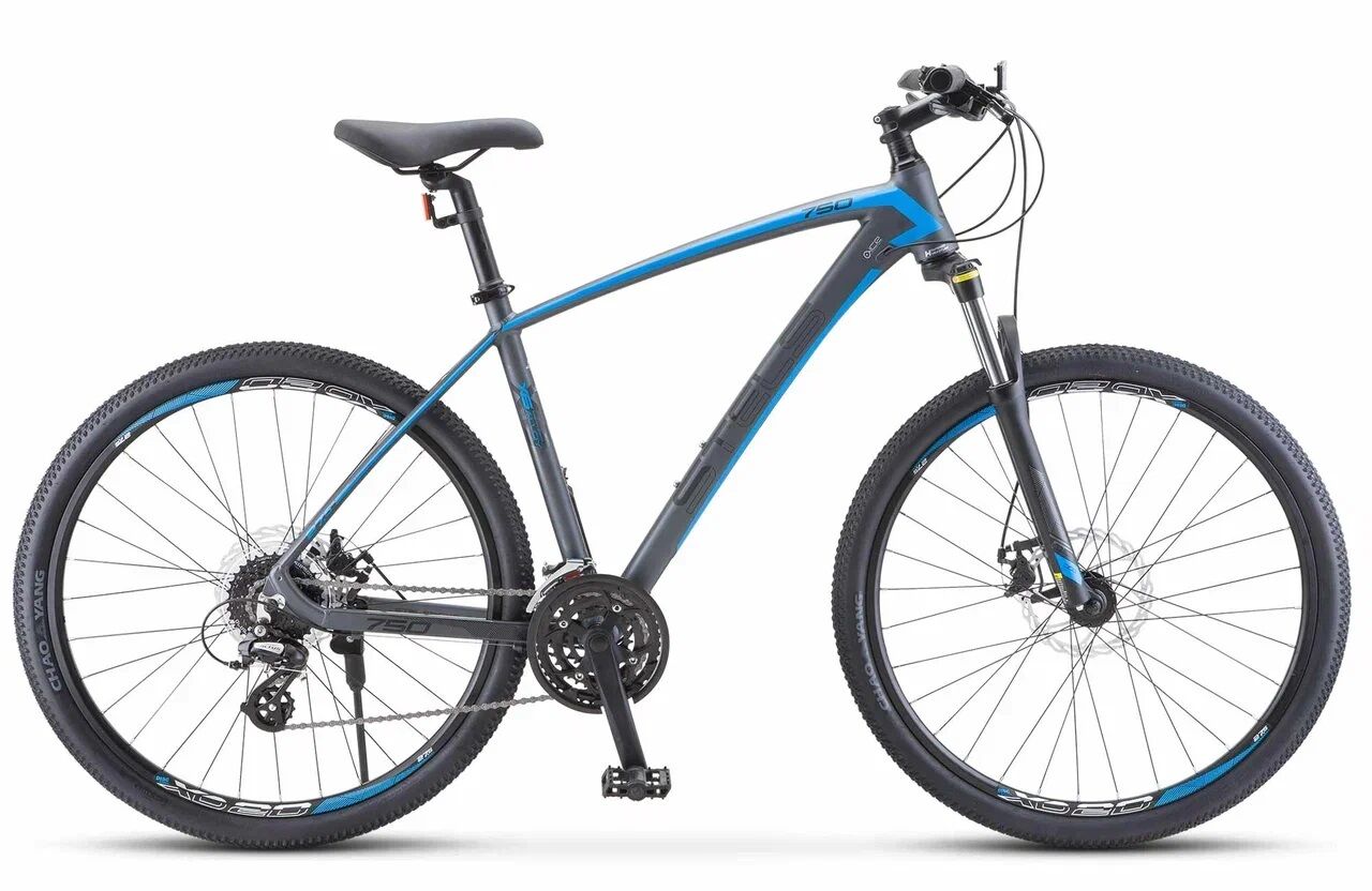 Велосипед горный STELS Navigator 750 MD 27.5" V010, 21" антрацитовый/синий