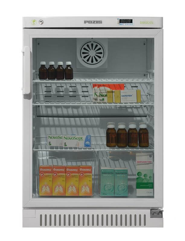Холодильник ХФ-140-3 ПОЗИС фармацевтический для хранения препаратов и вакцин (дверь - стеклоблок, блок управления БУ-М01