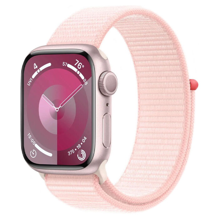 Смарт-часы Apple Watch Series 9 41мм Aluminum Case with Sport Loop, розовые + розовый ремешок